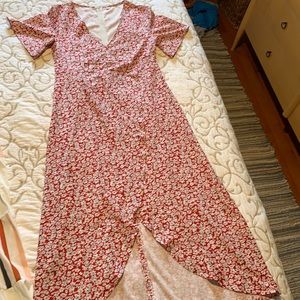 Red floral midi summer dress brand new